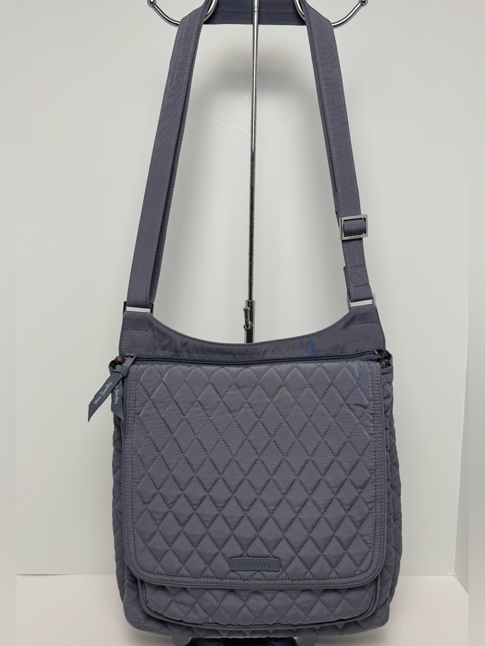 Vera Bradley Carbon Gray Quilted Microfiber Mailbag
